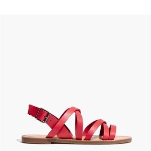 Madewell Boardwalk Multistrap Strappy Sandals in Bright Ember Orange Red Size 9